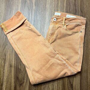 J. Jill Cropped High Rise Crop‎ Cuffed Orange Denim Pants Womens Size 8 Stretch